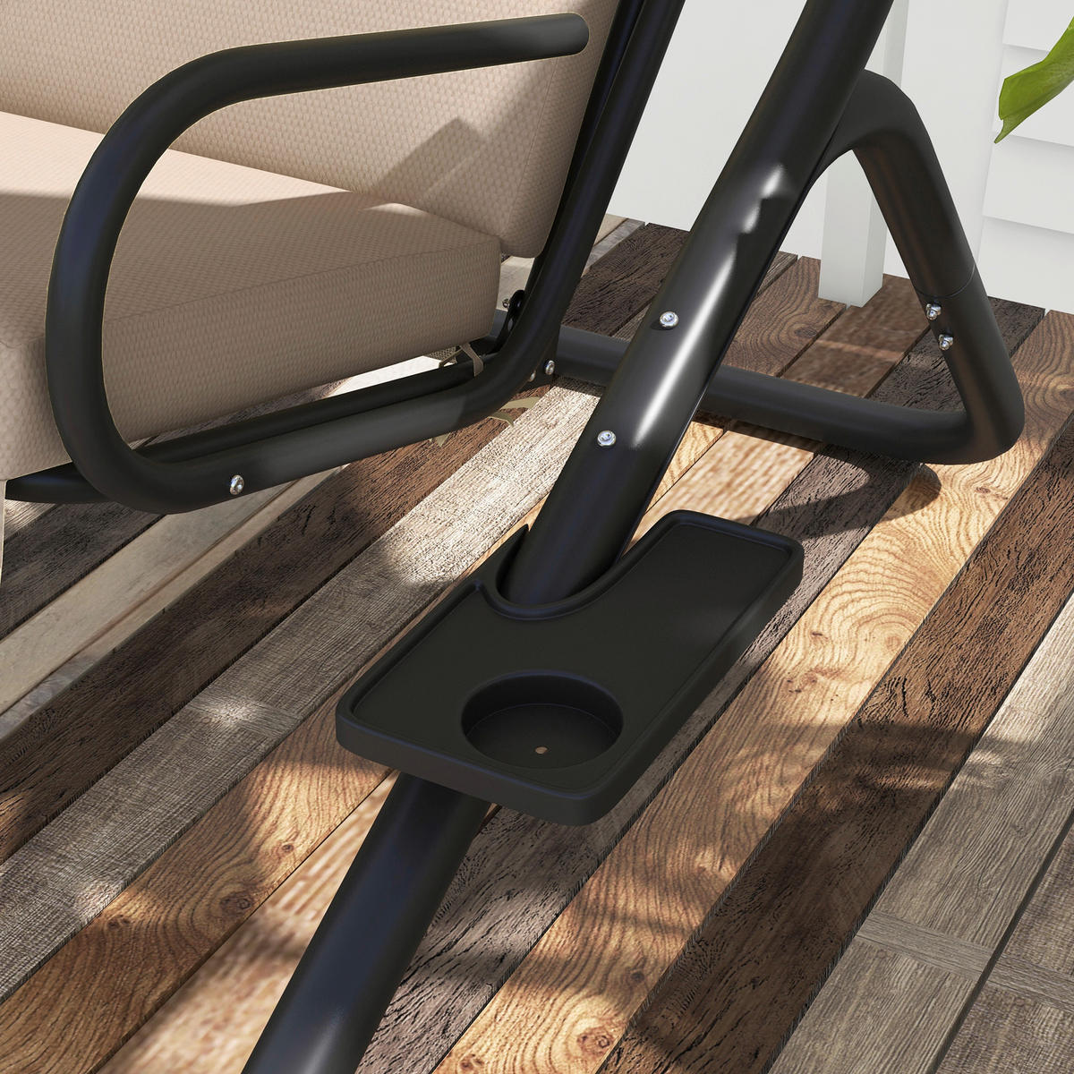 Outsunny Hollywoodschaukel beige Polyester B/H/L: ca. 136x170x170 cm Hollywoodschaukel - beige (170,00/136,00/170,00cm) - Outsunny