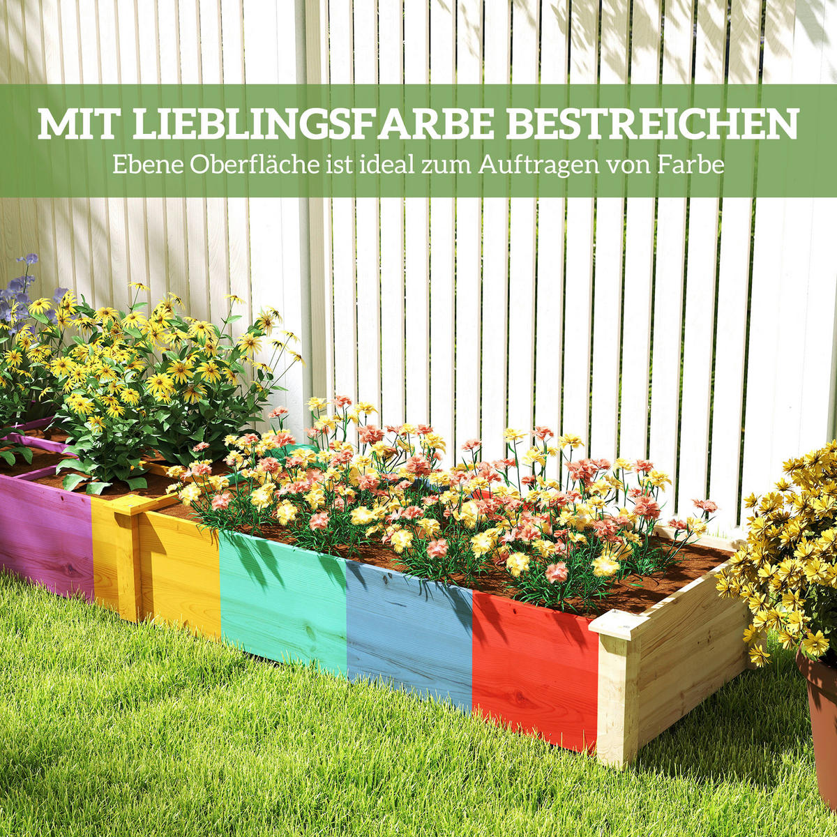 Outsunny Hochbeet natur Holz B/H/L: ca. 60x25x237 cm Hochbeet - natur (237,00/60,00/25,00cm) - Outsunny
