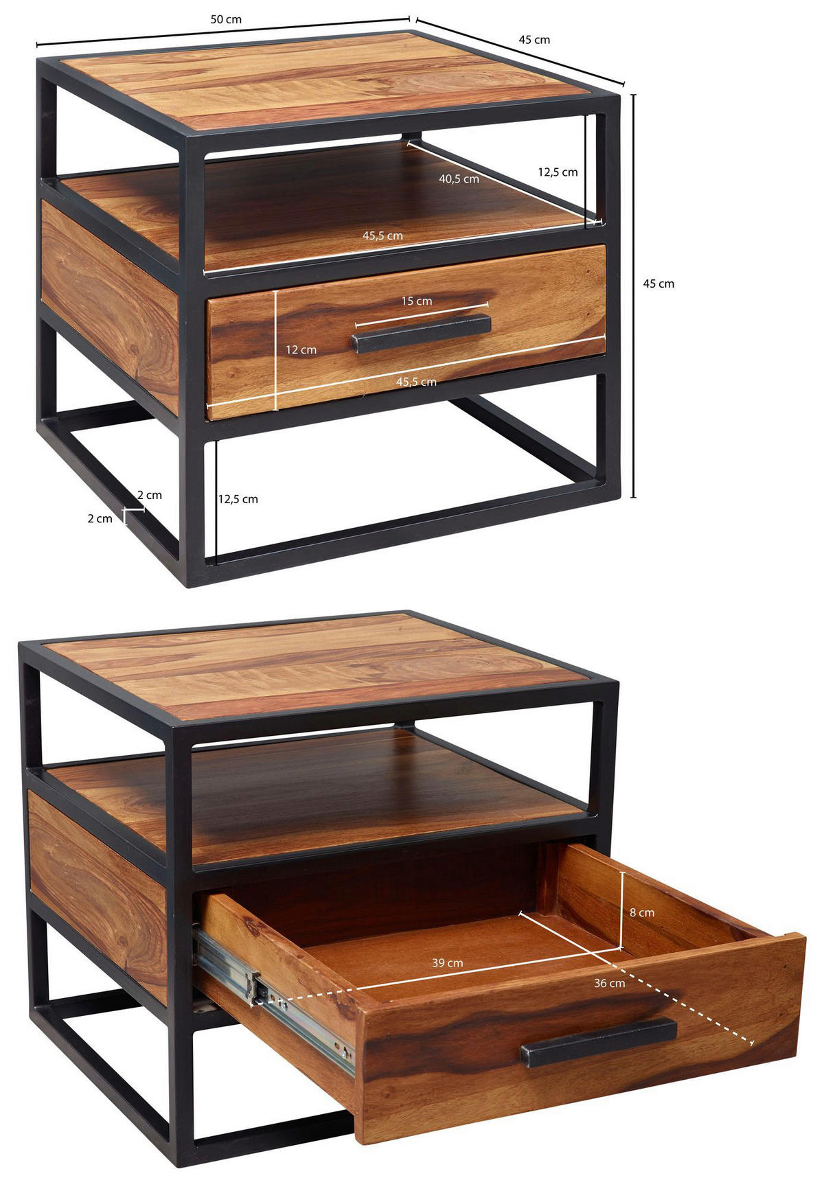 Nachtkonsole braun B/H/T: ca. 45x45x50 cm Nachtkonsole - braun (45,00/45,00/50,00cm) - Wohnling