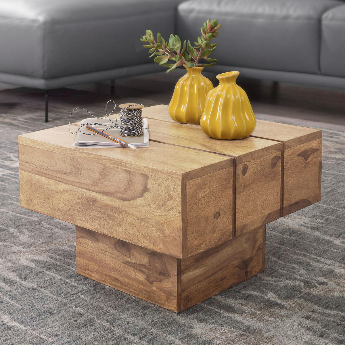 Beistelltisch natur Akazie B/H/T: ca. 44x30x44 cm Beistelltisch - natur (44,00/30,00/44,00cm) - Wohnling