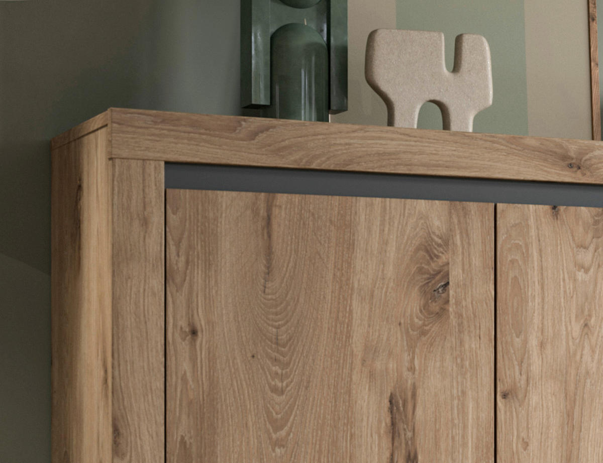 Kommode Woody Nox Oak Nachbildung anthrazit B/H/T: ca. 131x105x37 cm Woody - anthrazit (131,00/105,00/37,00cm)