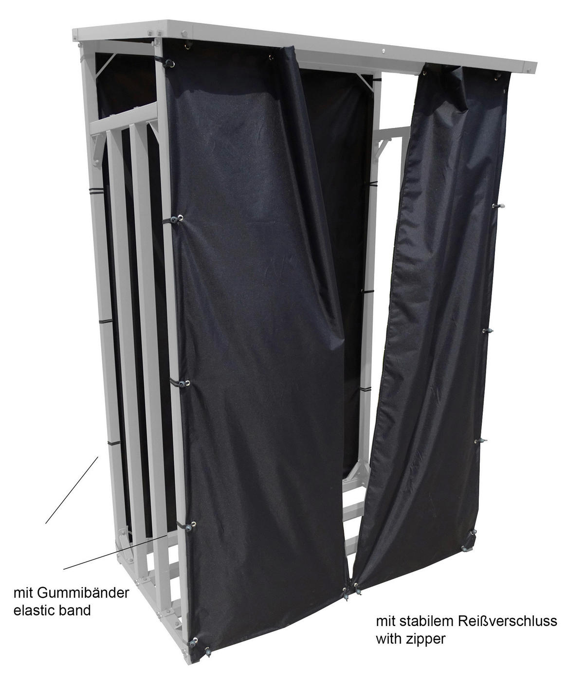 Grasekamp Schutzhülle für Kaminholzunterstand schwarz Polyester-Mischgewebe B/H/L: ca. 70x203x130 cm Schutzhüllen_Kaminholzunterstand - schwarz (130,00/70,00/203,00cm) - Grasekamp