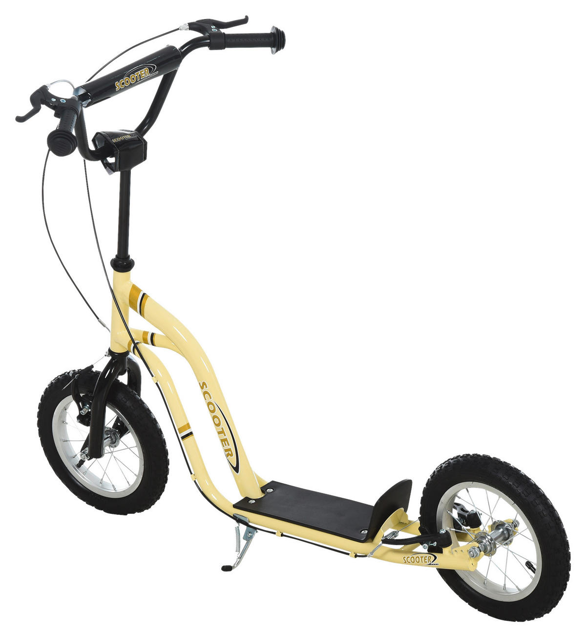 HOMCOM Tretroller beige B/H/L: ca. 58x85x120 cm Tretroller_mit_Handbremse - beige (120,00/58,00/85,00cm) - HOMCOM