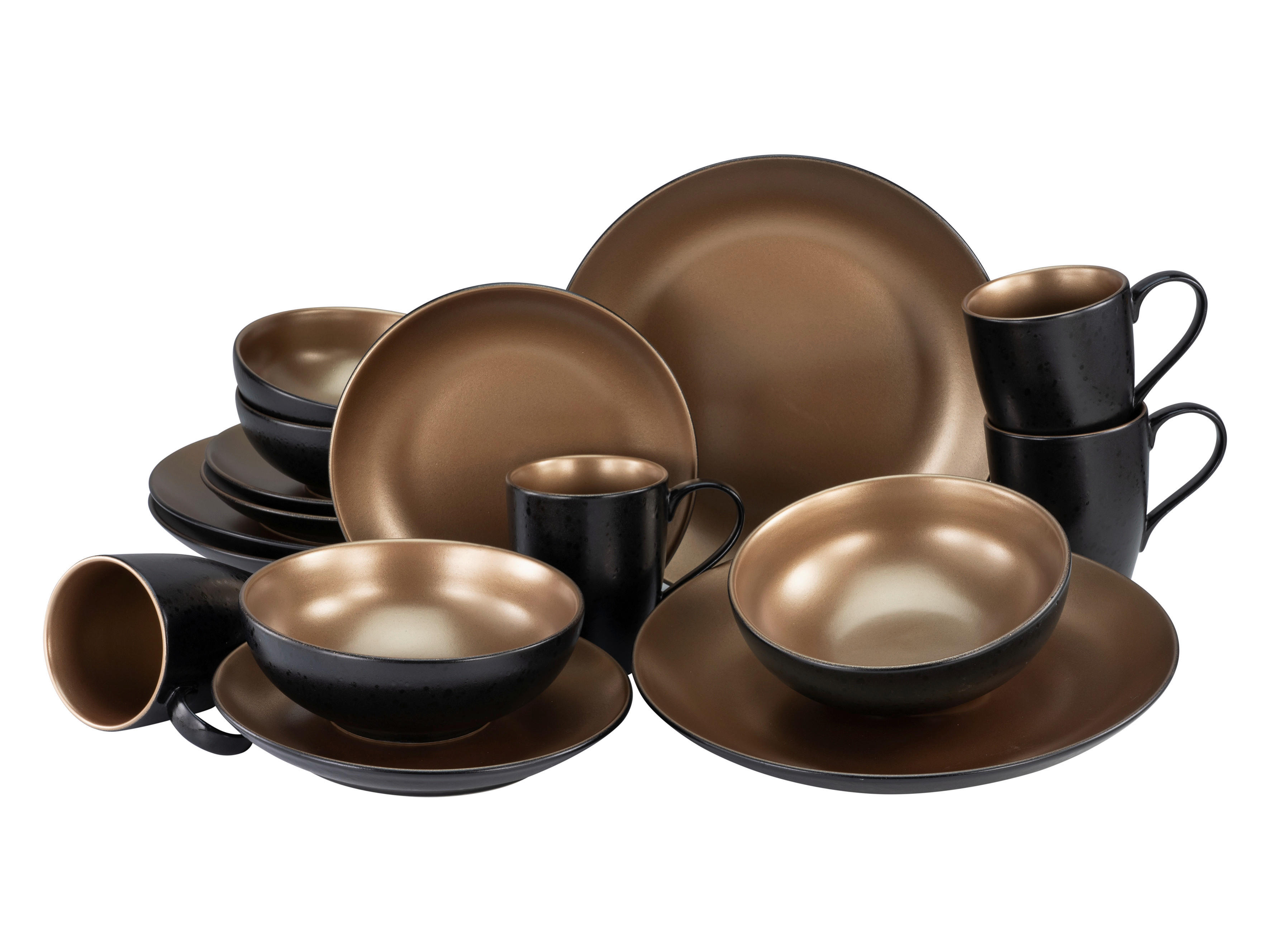 CreaTable Kombiservice GLAMOUR - Gold gold Steinzeug 16 tlg. GLAMOUR - Gold - gold - CreaTable
