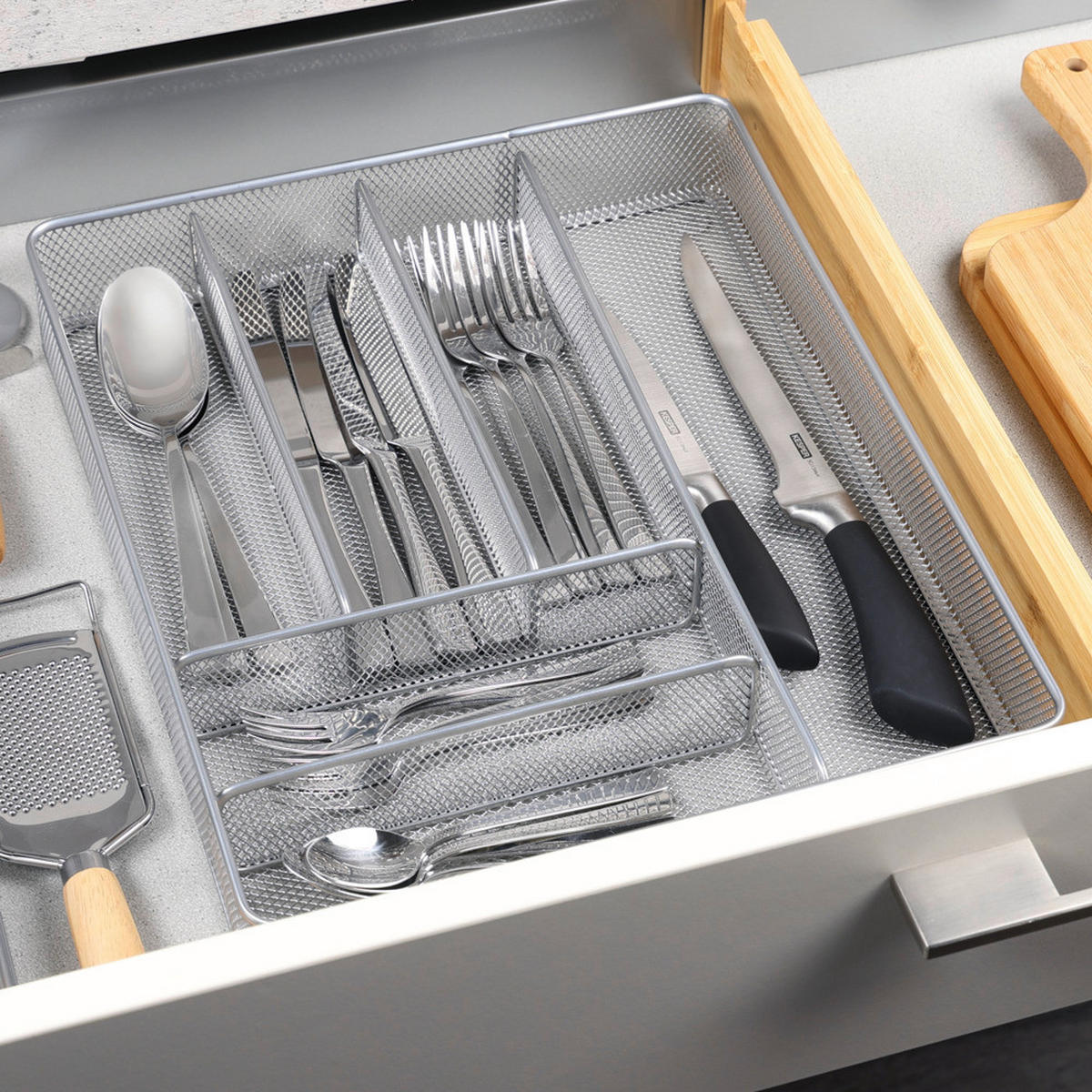 Kesper Besteckkasten silber Metall B/H/L: ca. 30,5x5,5x36,8 cm Besteckkasten - silber (36,80/30,50/5,50cm) - Kesper