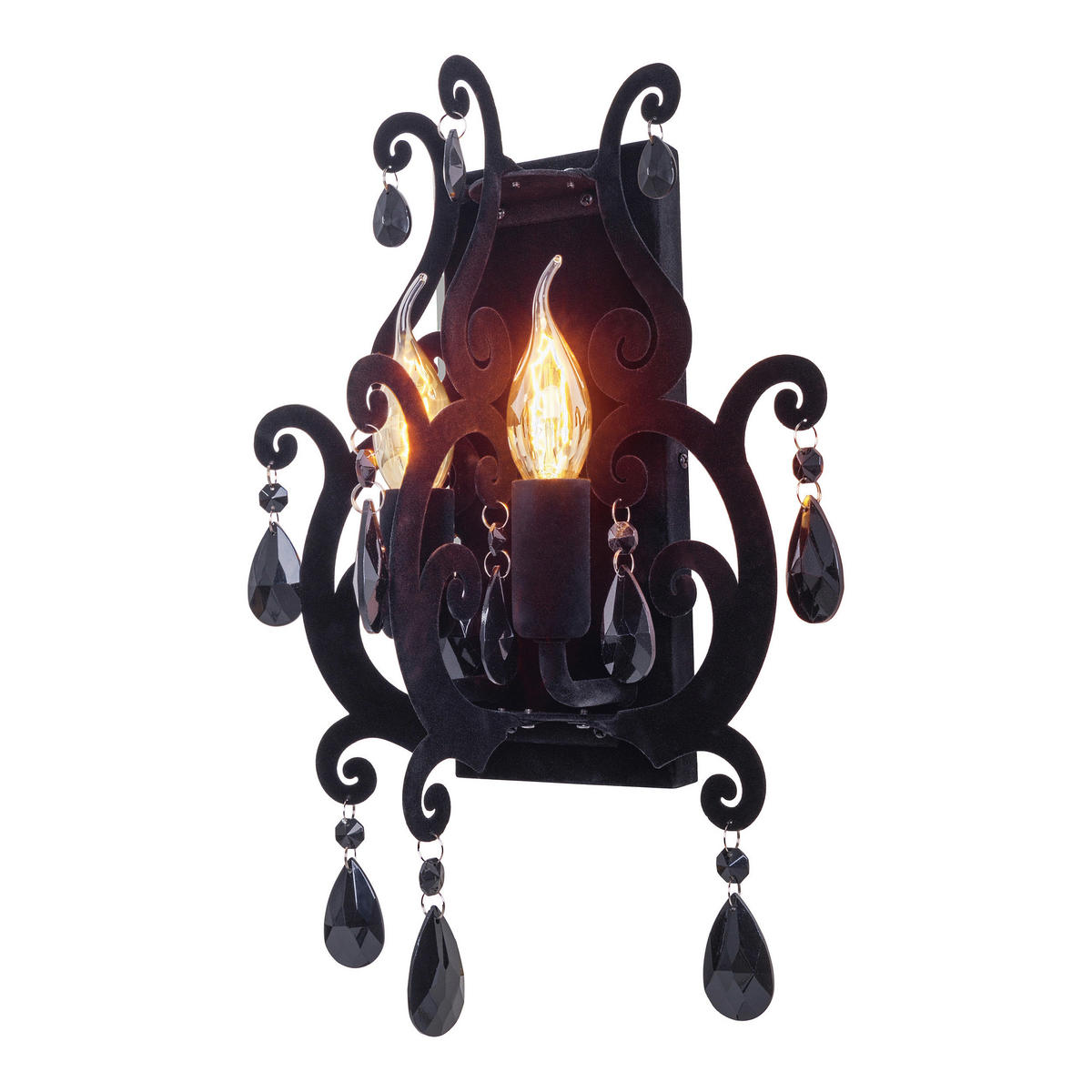 Näve Leuchten Wandleuchte 183122 schwarz Glas Metall B/H/T: ca. 30x40x20 cm E14 2 Brennstellen Black Velvet - schwarz (30,00/40,00/20,00cm) - Näve Leuchten