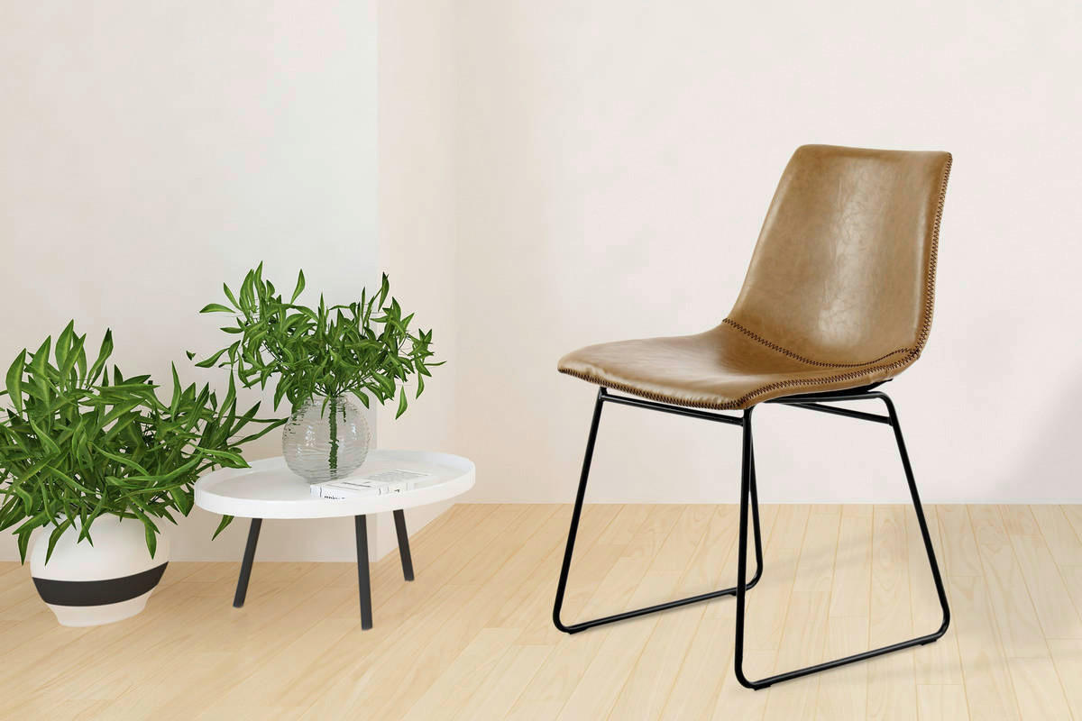 Stuhl Caila 100 2er hellbraun Kunstleder B/H/T: ca. 47,5x82x56 cm Caila 100 2er - schwarz/hellbraun (47,50/82,00/56,00cm) - 360 Living