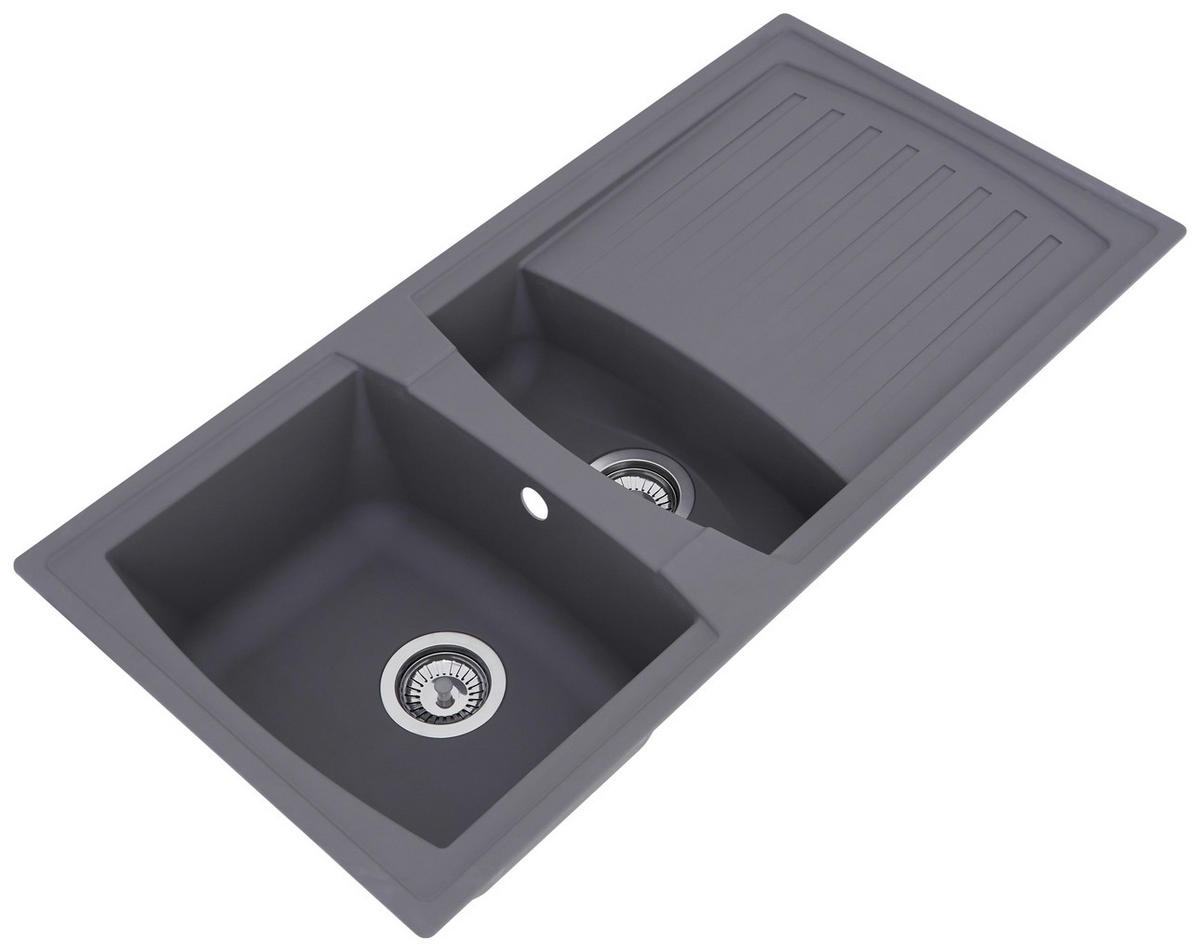 Respekta Einbauspüle Boston 100 x 50 G Beton grau Mineralite B/H/T: ca. 100x20x50 cm Boston 100 x 50 G - Beton/grau (100,00/20,00/50,00cm) - Respekta