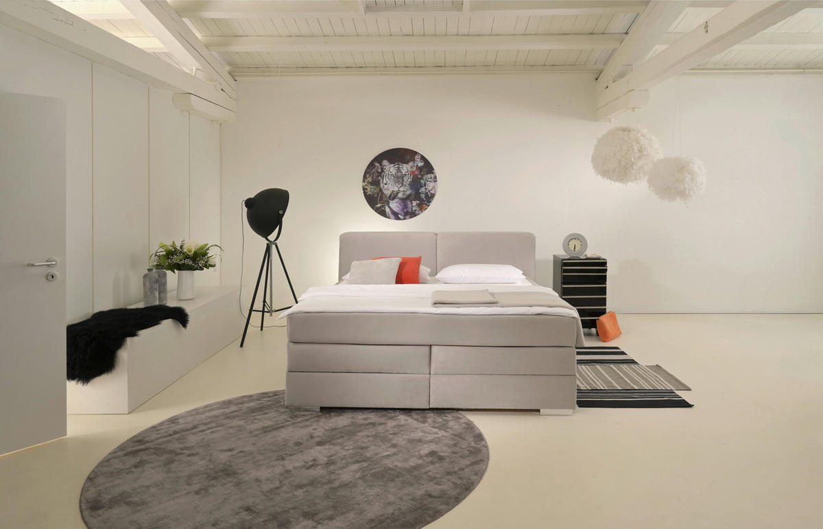 Boxspringbett Happy grau hell Liegefläche B/L: ca. 180x200 cm Happy - grau (192,00/100,00/220,00cm)