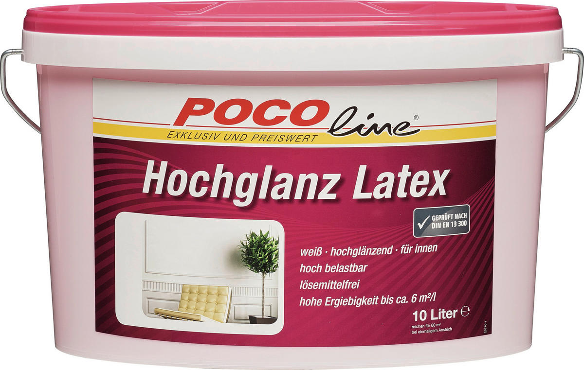POCOline Latexfarbe weiß ca. 10 l Latexfarbe_Hochglanz 10l - weiß (10,00l) - POCOline