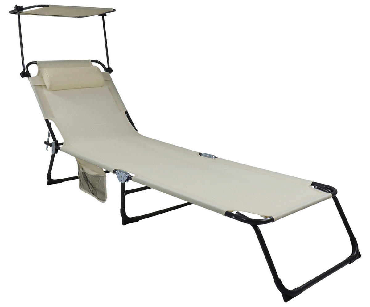 VCM Sonnenliege Bindox creme Textilene B/H/L: ca. 55x24x185 cm Bindox - creme (185,00/55,00/24,00cm) - VCM
