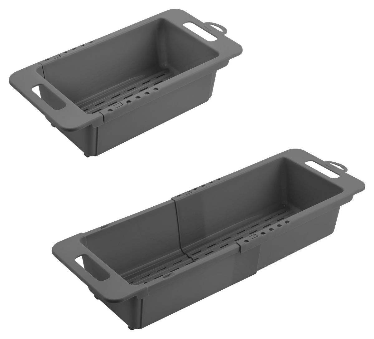 Metaltex Haushaltshelfer grau Kunststoff B/H/L: ca. 18x37,8x10 cm Spülkorb_Drain-Flex - grau (10,00/18,00/37,80cm) - Metaltex