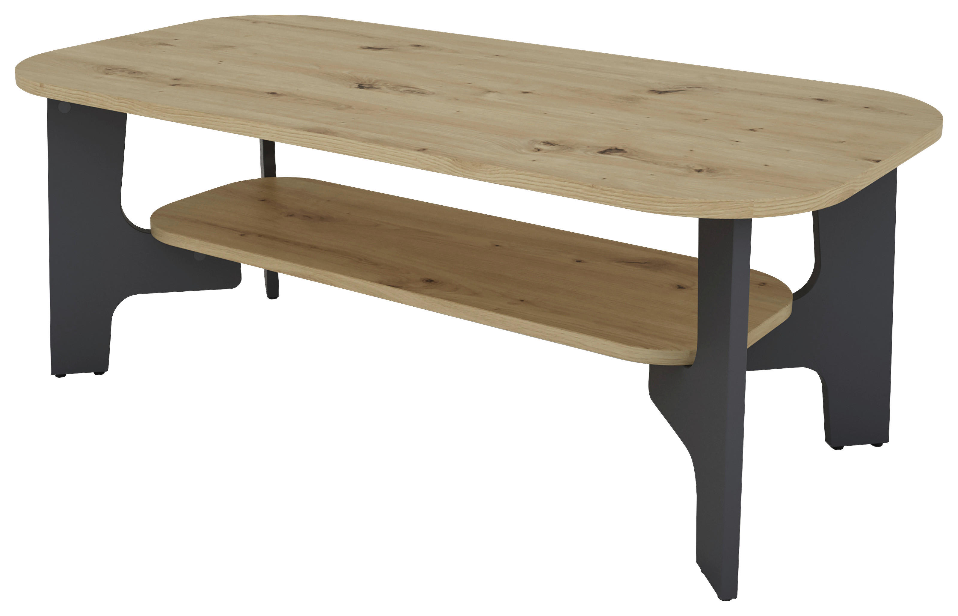 Couchtisch JONNY Eiche Nachbildung anthrazit B/H/T: ca. 110x42,5x55 cm JONNY - Eiche/anthrazit (110,00/42,50/55,00cm) - byLIVING