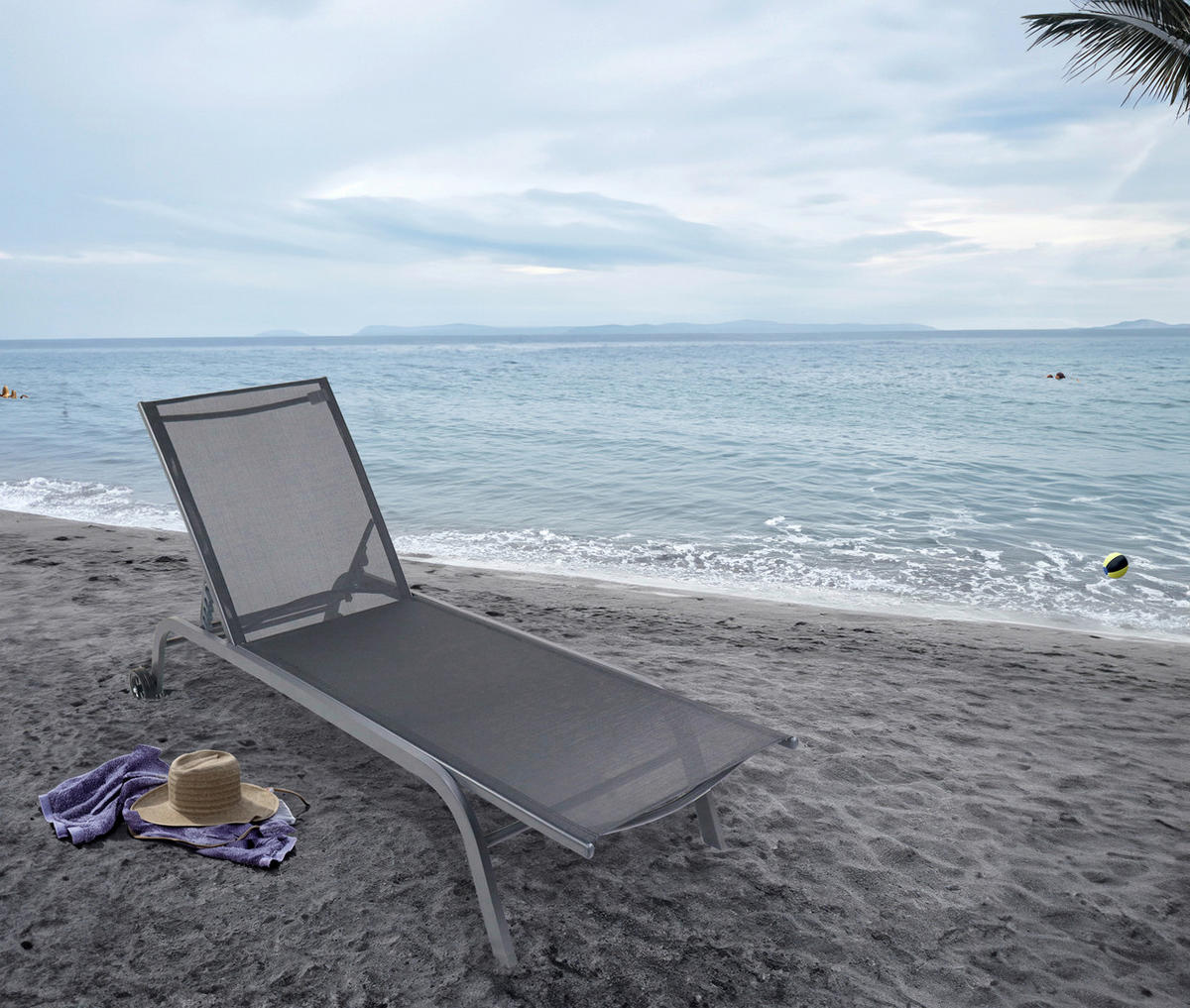 VCM Sonnenliege Sonlas schwarz Stahl B/H/L: ca. 58x32x192 cm Sonlas - schwarz (192,00/58,00/32,00cm) - VCM