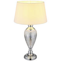 GLOBO Tischleuchte LEILA 24143W Chrom klar weiß Textil Metall Glas H/D: ca. 66x38 cm E27 1 Brennstellen LEILA - klar/weiß (38,00/66,00cm) - GLOBO