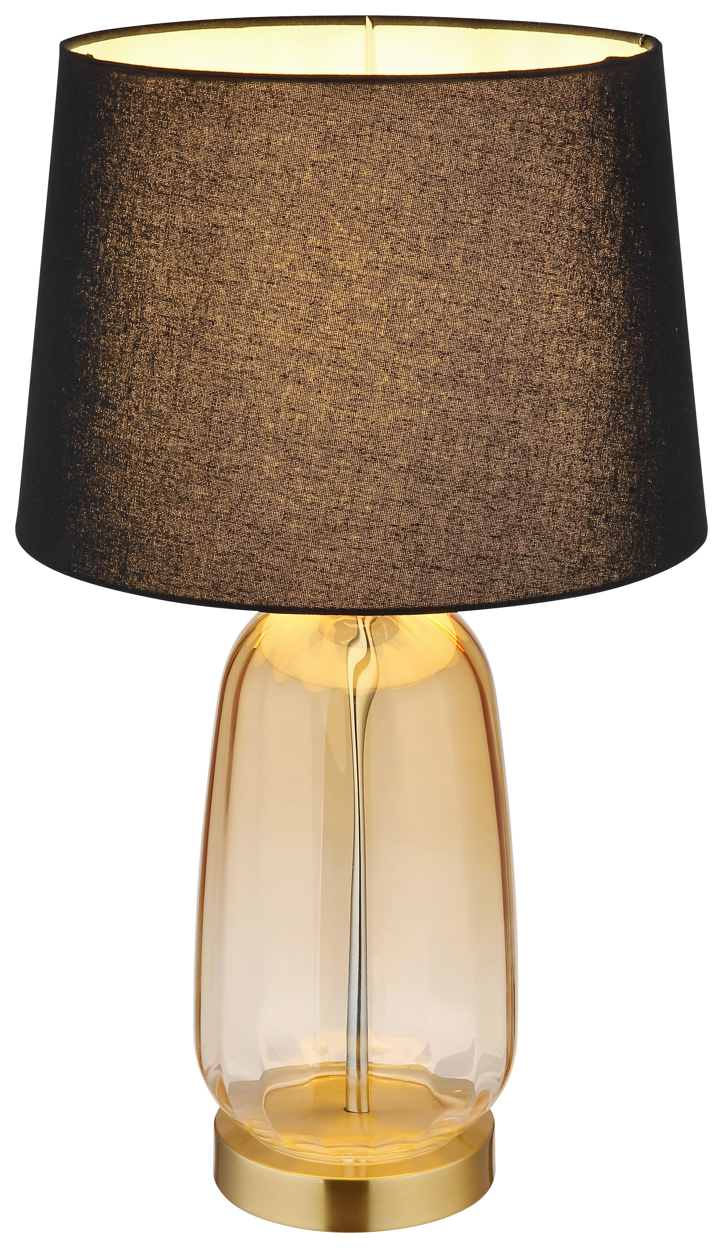 GLOBO Tischleuchte Classy 24142S amber schwarz Glas Textil H: ca. 52 cm E27 1 Brennstellen Classy - schwarz/amber (52,00cm) - GLOBO