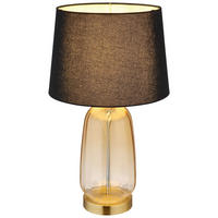 GLOBO Tischleuchte Classy 24142S amber schwarz Glas Textil H: ca. 52 cm E27 1 Brennstellen Classy - schwarz/amber (52,00cm) - GLOBO