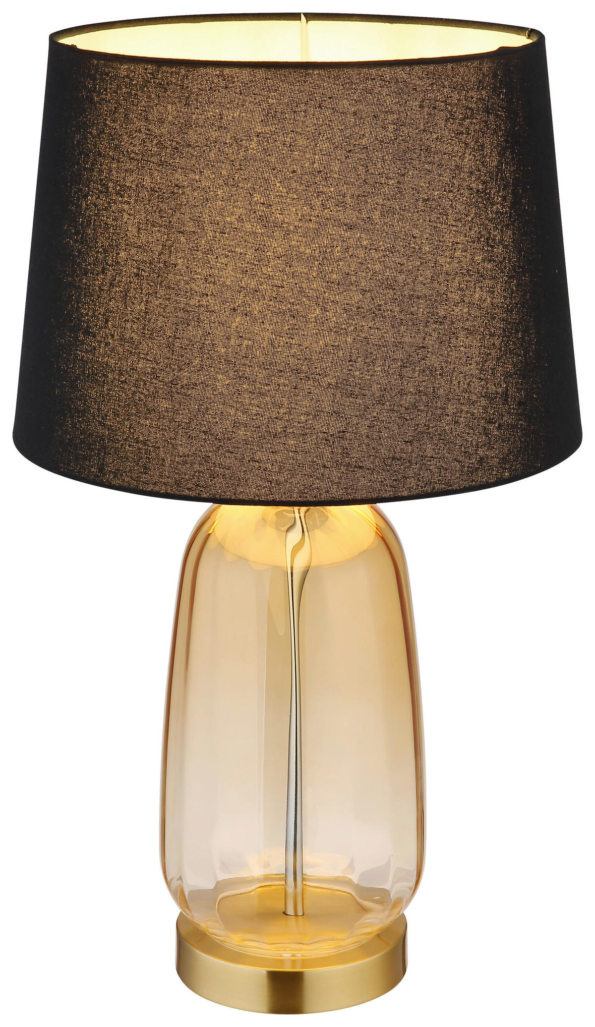 GLOBO Tischleuchte Classy 24142S amber schwarz Glas Textil H: ca. 52 cm E27 1 Brennstellen Classy - schwarz/amber (52,00cm) - GLOBO
