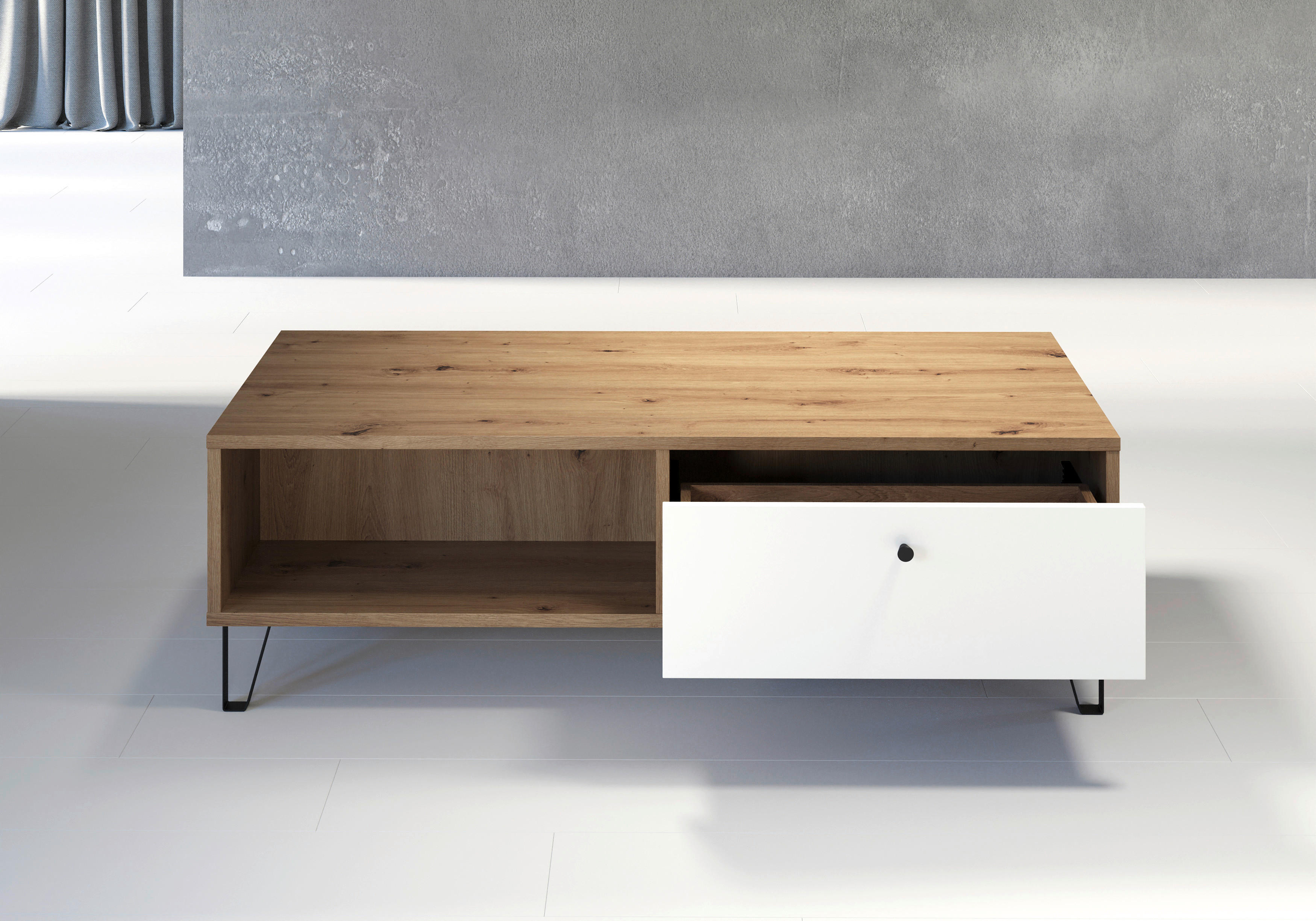 TV-Lowboard Touch Eiche Artisan Nachbildung weiß matt B/H/T: ca. 110x37x60 cm Touch - Eiche/weiß (110,00/37,00/60,00cm) - Trendteam