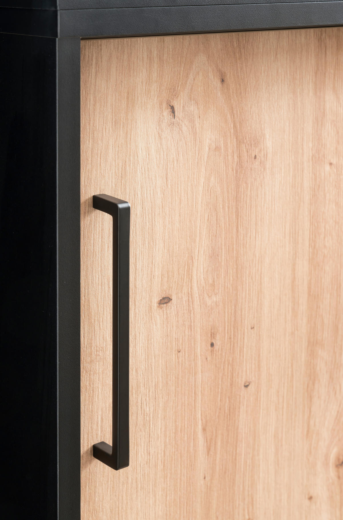 Schiebetürenschrank Aino Eiche B/H/T: ca. 100x83,6x41 cm Aino - Eiche/schwarz (100,00/83,60/41,00cm) - Möbelpartner