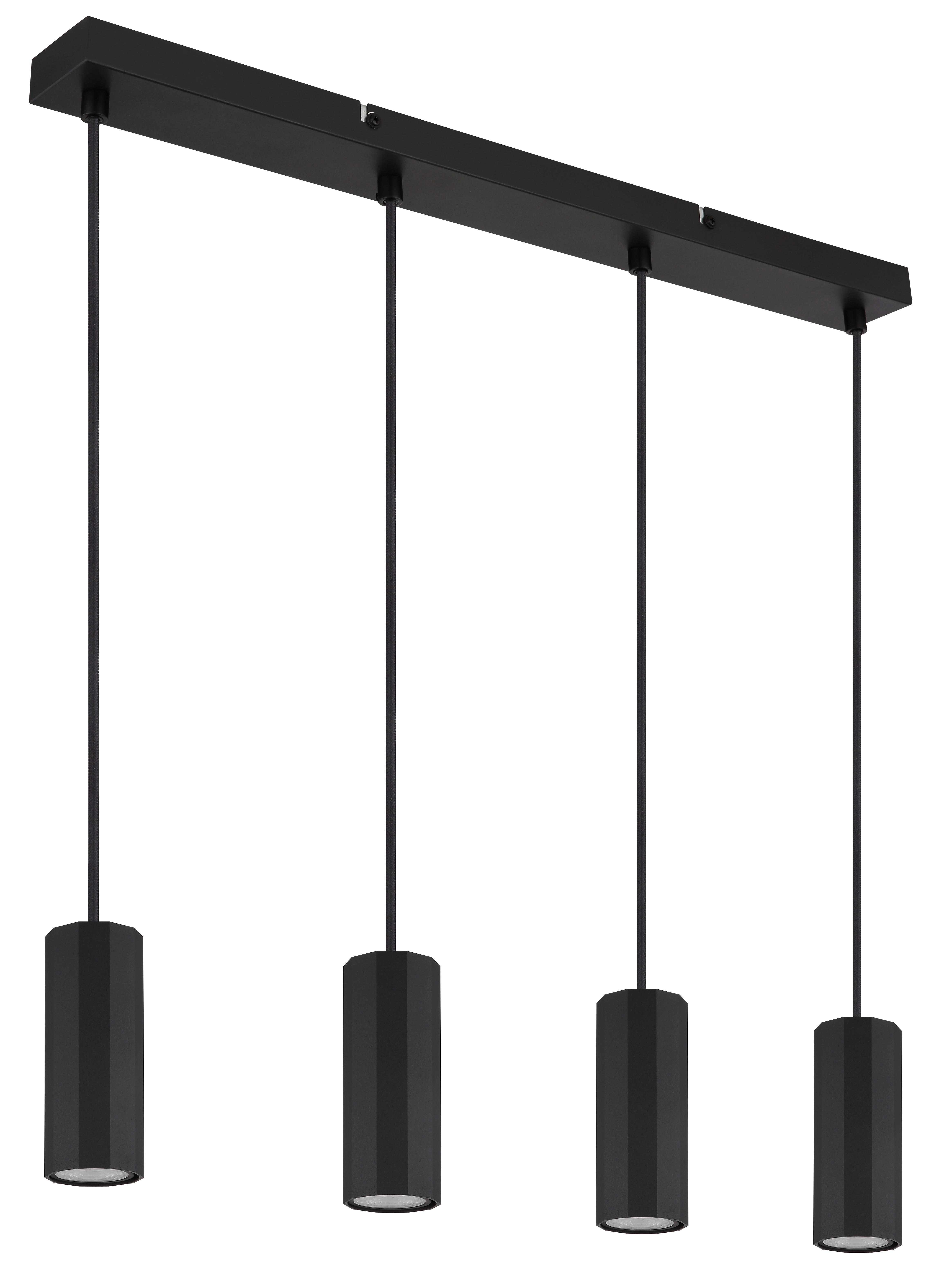 GLOBO Pendelleuchte JAMES 57918-4HB mattschwarz Kunststoff Metall B/H/L: ca. 61x120x6 cm GU10 4 Brennstellen JAMES - mattschwarz (6,00/61,00/120,00cm) - GLOBO
