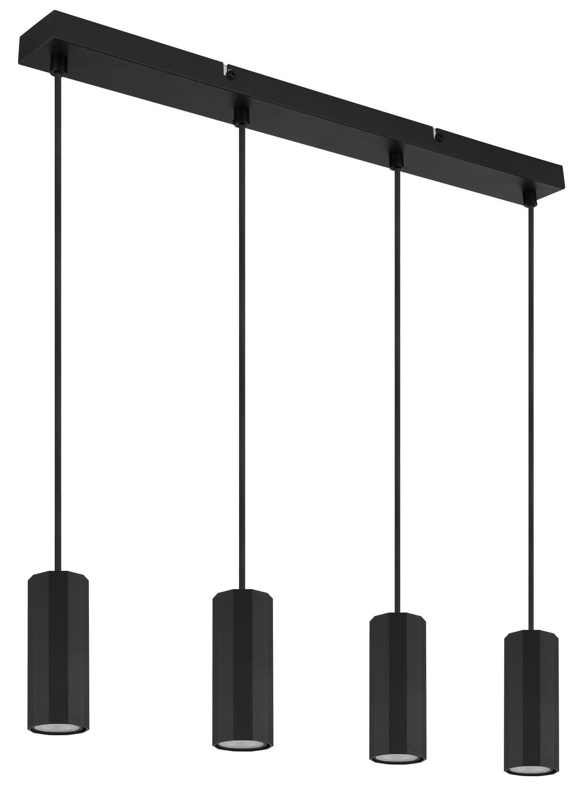 GLOBO Pendelleuchte JAMES 57918-4HB mattschwarz Kunststoff Metall B/H/L: ca. 61x120x6 cm GU10 4 Brennstellen JAMES - mattschwarz (6,00/61,00/120,00cm) - GLOBO