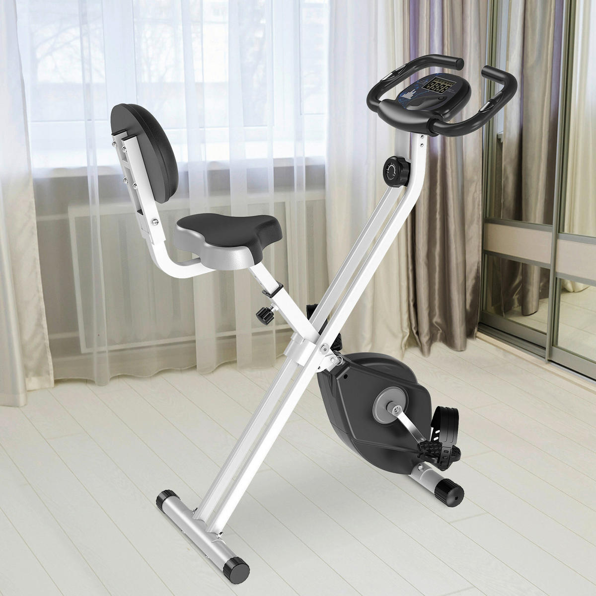 HOMCOM Fahrradtrainer schwarz Stahl B/H/T: ca. 43x109x97 cm Fahrradtrainer - schwarz/silber (43,00/109,00/97,00cm) - HOMCOM