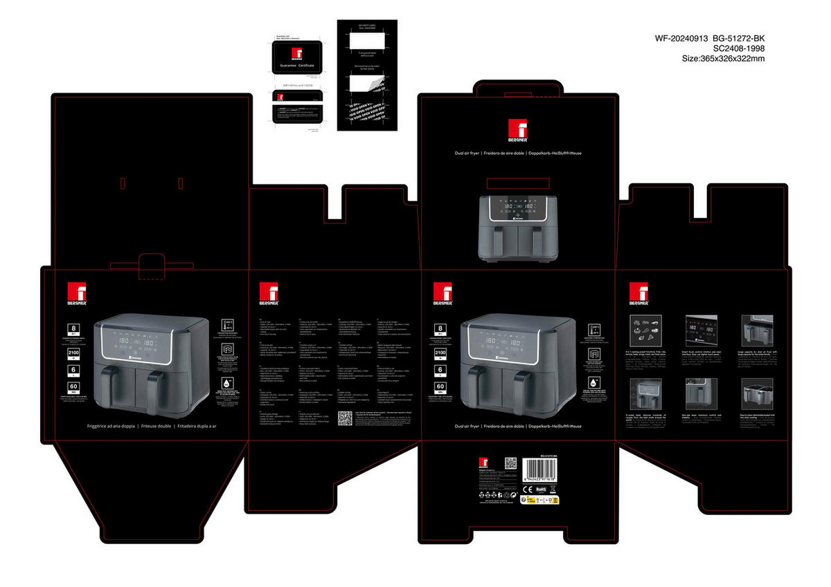 SCHÄFER Fritteuse AIR FRYER - schwarz (36,70/33,00/32,50cm) - SCHÄFER