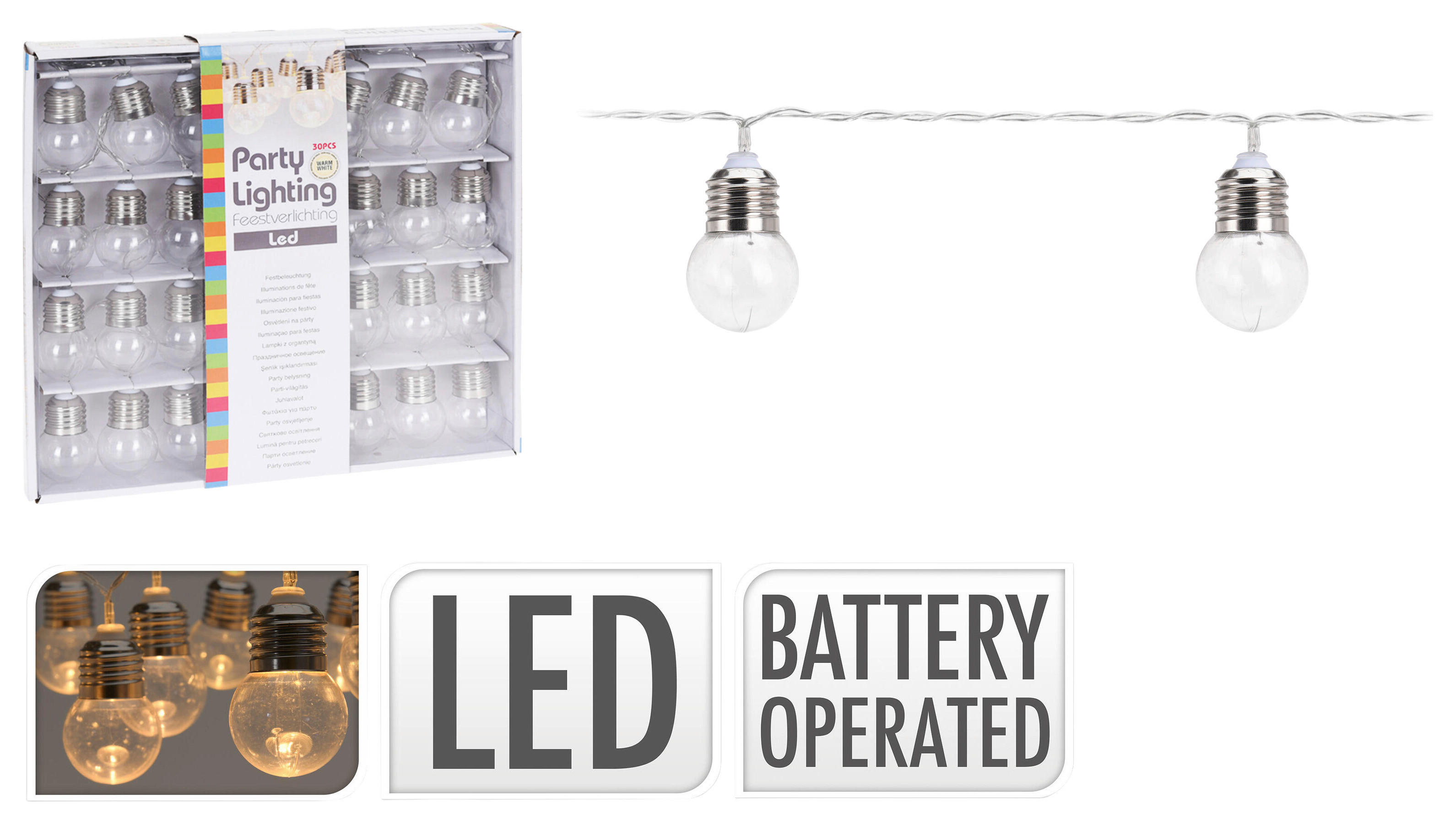 Party-Lichterkette LED Party-LED-Lichterkette - (5,00/32,80/30,50cm)