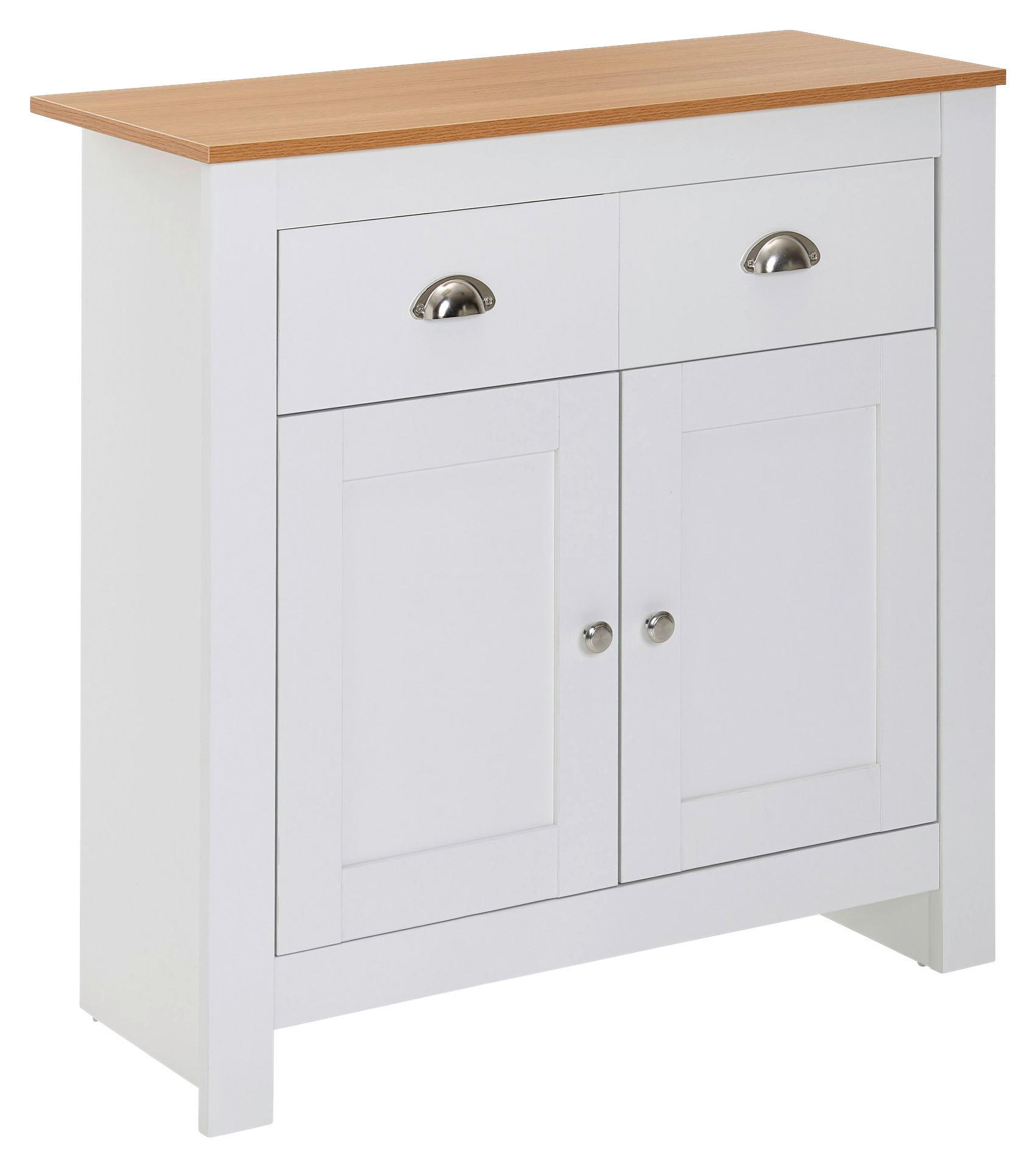 Sideboard weiß buche Nachbildung Alu B/H/T: ca. 79x81x34,5 cm Sideboard - weiß/buche (79,00/81,00/34,50cm) - Wohnling