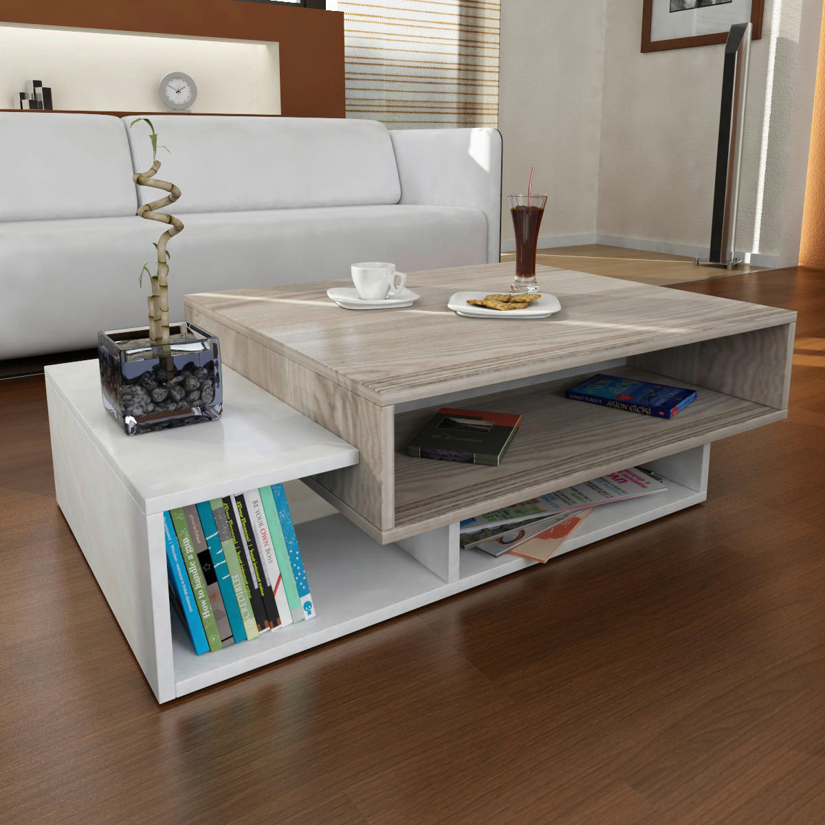 Couchtisch Tab weiß Cordoba Nachbildung B/H/T: ca. 105x32x60 cm Tab - Cordoba/weiß (105,00/32,00/60,00cm) - moebel17