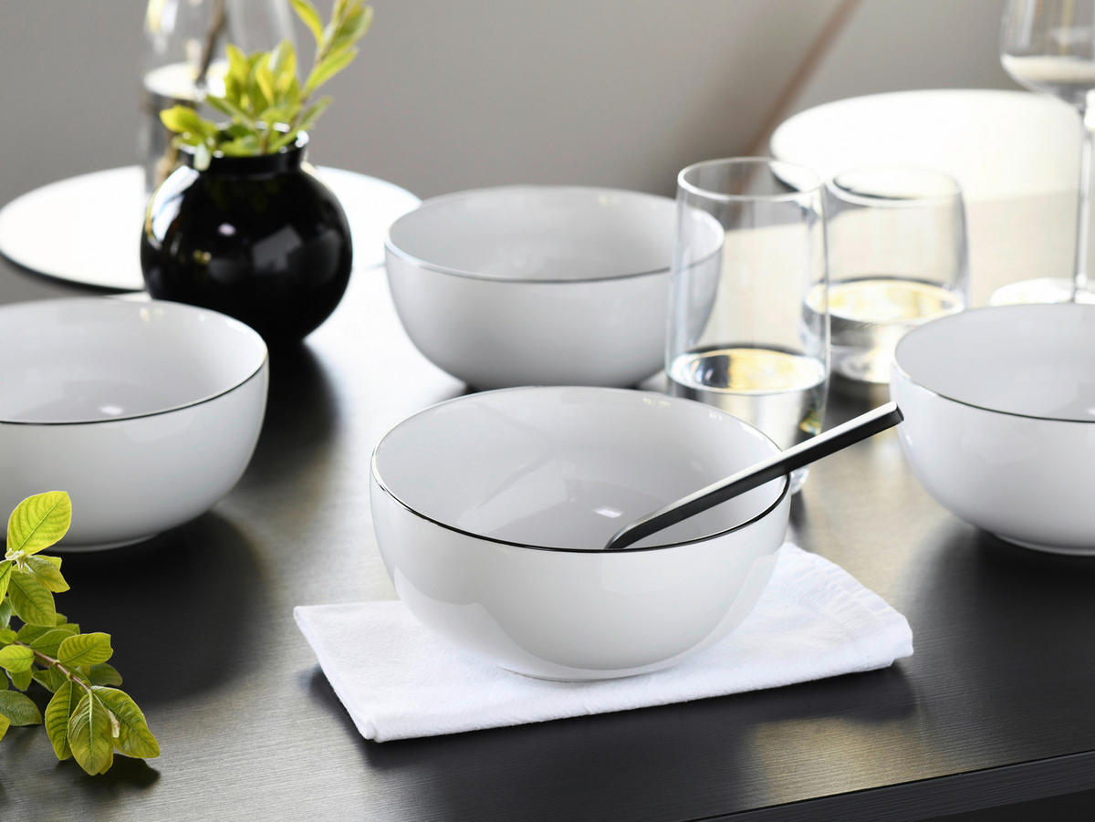 CreaTable Schüssel-Set Allround Black Line weiß Porzellan Allround Black Line - weiß/schwarz - CreaTable