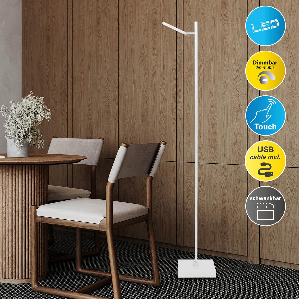 Näve Leuchten LED-Stehleuchte weiß Metall B/H/T: ca. 26,6x135x20 cm LUPA - weiß (26,60/135,00/20,00cm) - Näve Leuchten