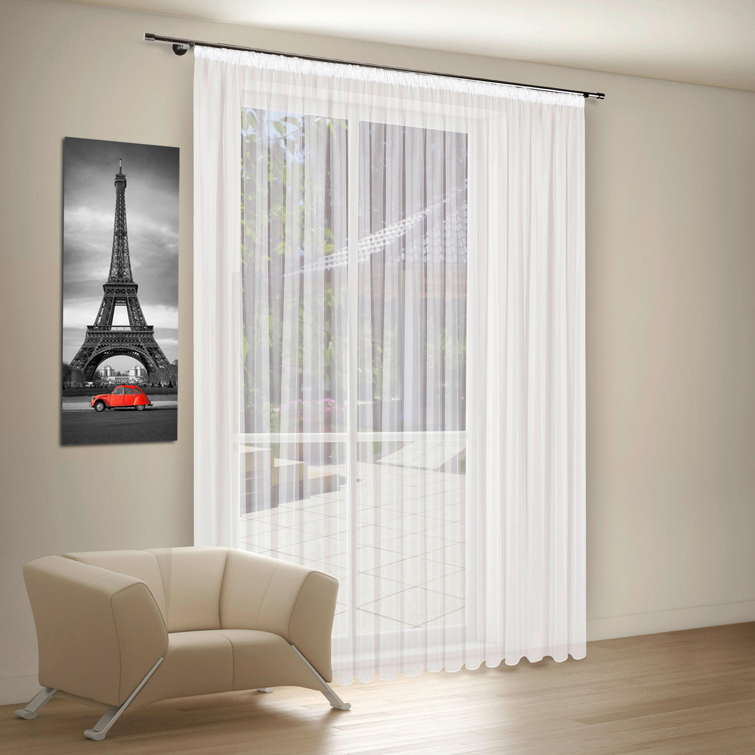 Fertigstore weiß B/L: ca. 450x245 cm Fertig-Store_7038 - weiß (450,00/245,00cm) - Happy Home