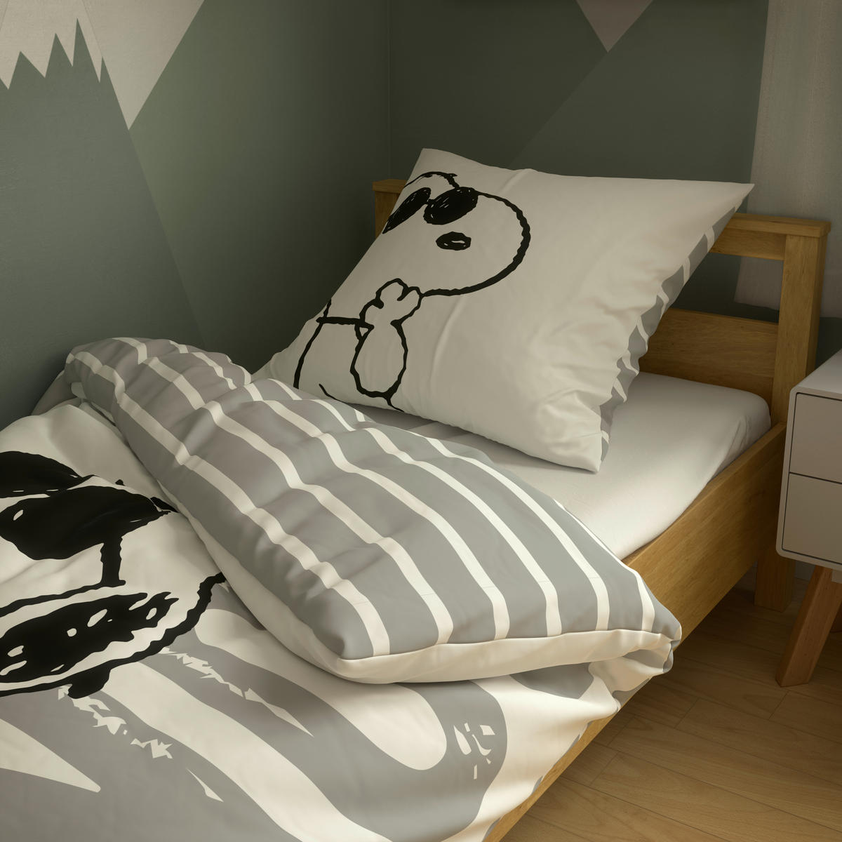 Microfaser Bettwäsche Bettwäsche Snoopy cool 135x200 - weiß/grau (135,00/200,00cm) - Snoopy