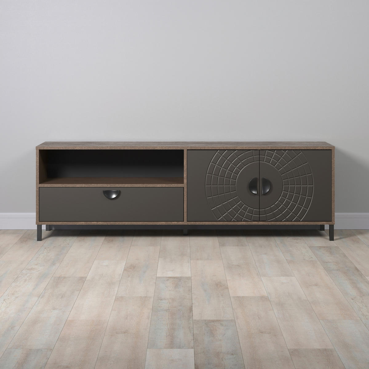 Lowboard Fusion Eiche dunkel Nachbildung bronze Optik B/H/T: ca. 183x55x40 cm Fusion - Eiche/bronze (183,00/55,00/40,00cm)