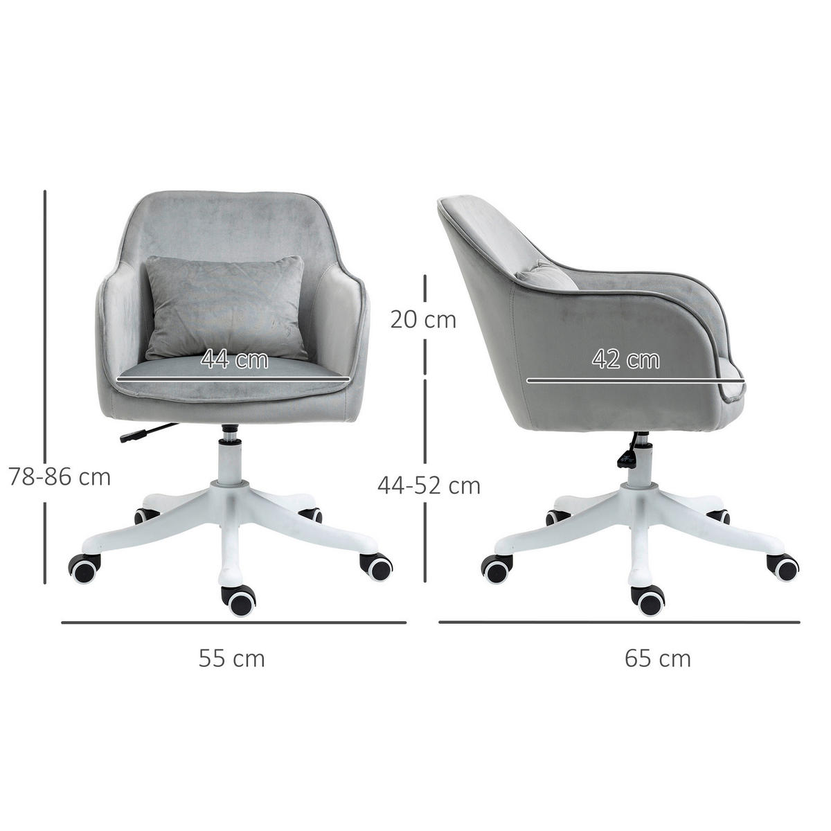 Drehstuhl 921-298V70GY grau 921-298V70GY - grau (55,00/86,00/65,00cm) - Vinsetto
