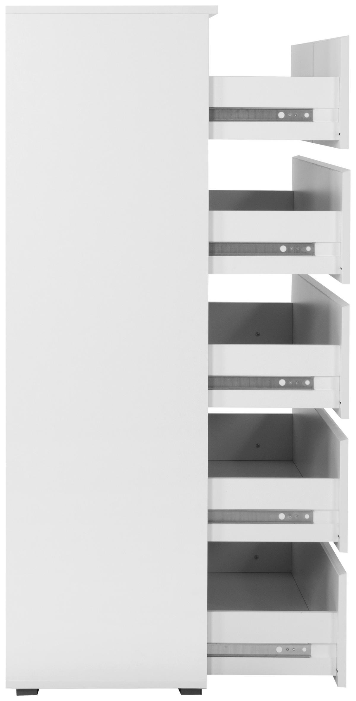 Schubkastenkommode Capetown weiß glänzend weiß B/H/T: ca. 80x132x40 cm Capetown - weiß (80,00/132,00/40,00cm)