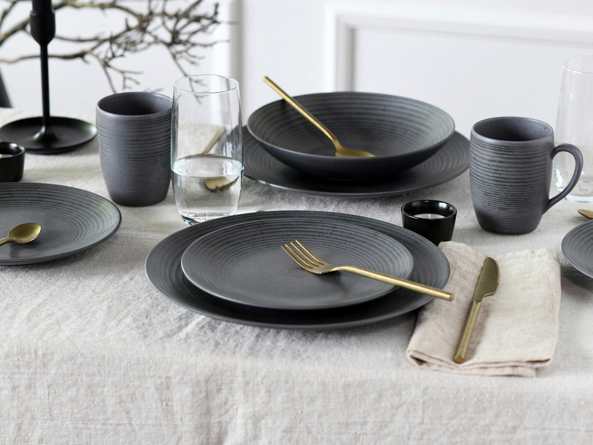 CreaTable Tafelservice Catania anthrazit Steinzeug 12 tlg. Catania - anthrazit (34,00/30,00/31,00cm) - CreaTable