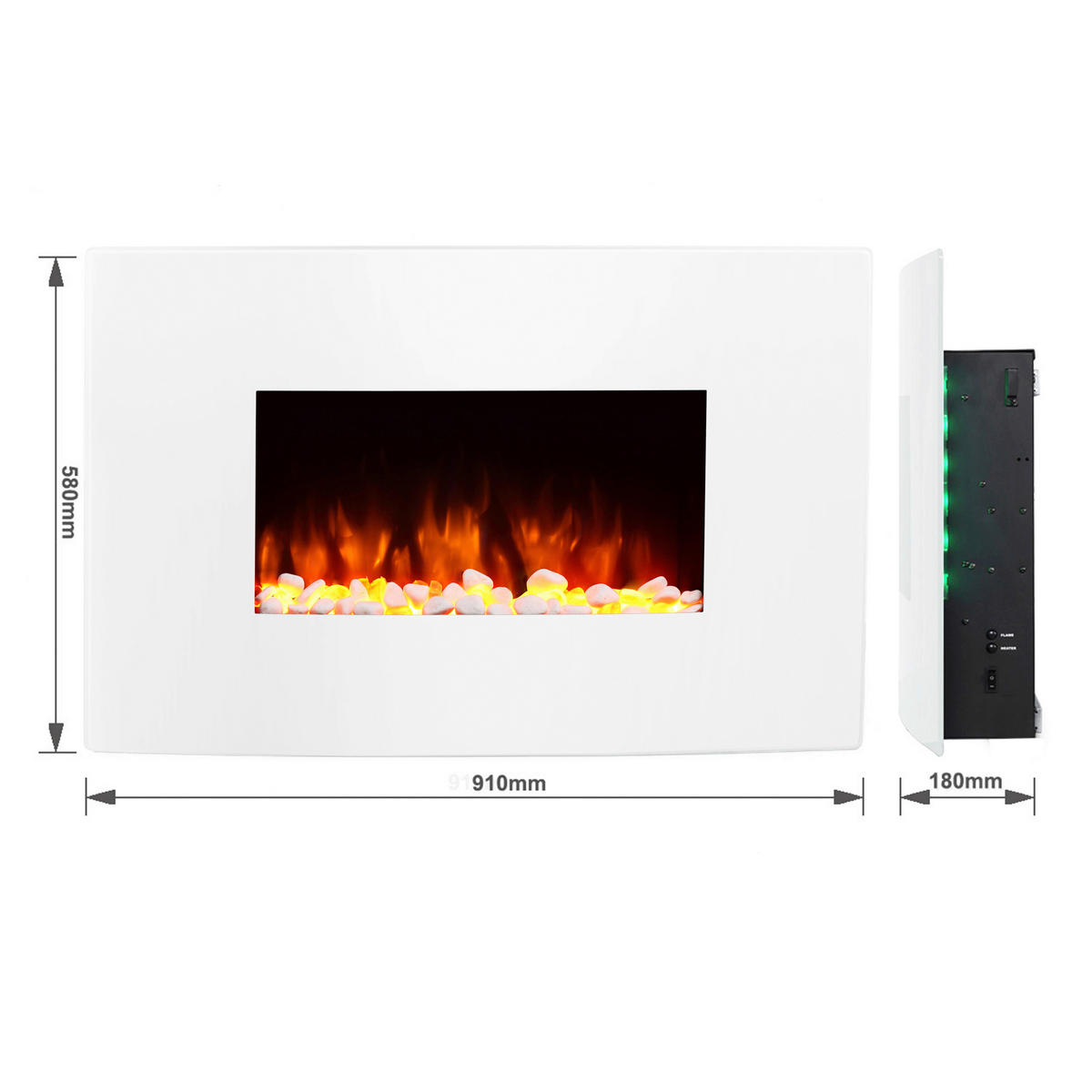 Balderia Wandkamin Enjo weiß MDF B/H/T: ca. 58x91x18 cm Elekt.-Kamin Enjo EF159P - weiß (58,00/91,00/18,00cm) - Balderia