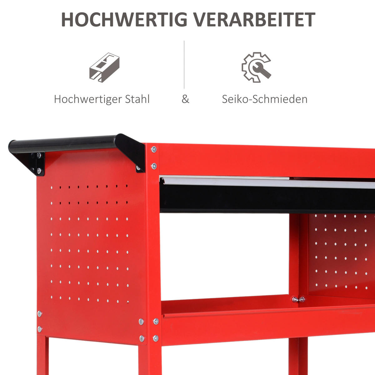 Werkstatt-Zubehör schwarz B/H/L: ca. 35x82x76 cm Werkstatt-Rollwagen - rot/schwarz (76,00/35,00/82,00cm) - HOMCOM