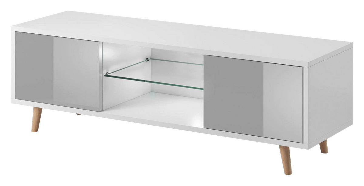 TV-Board Sweden weiß matt grau Hochglanz B/H/T: ca. 140x45x42 cm Sweden - weiß/grau (140,00/45,00/42,00cm) - WIPMEB