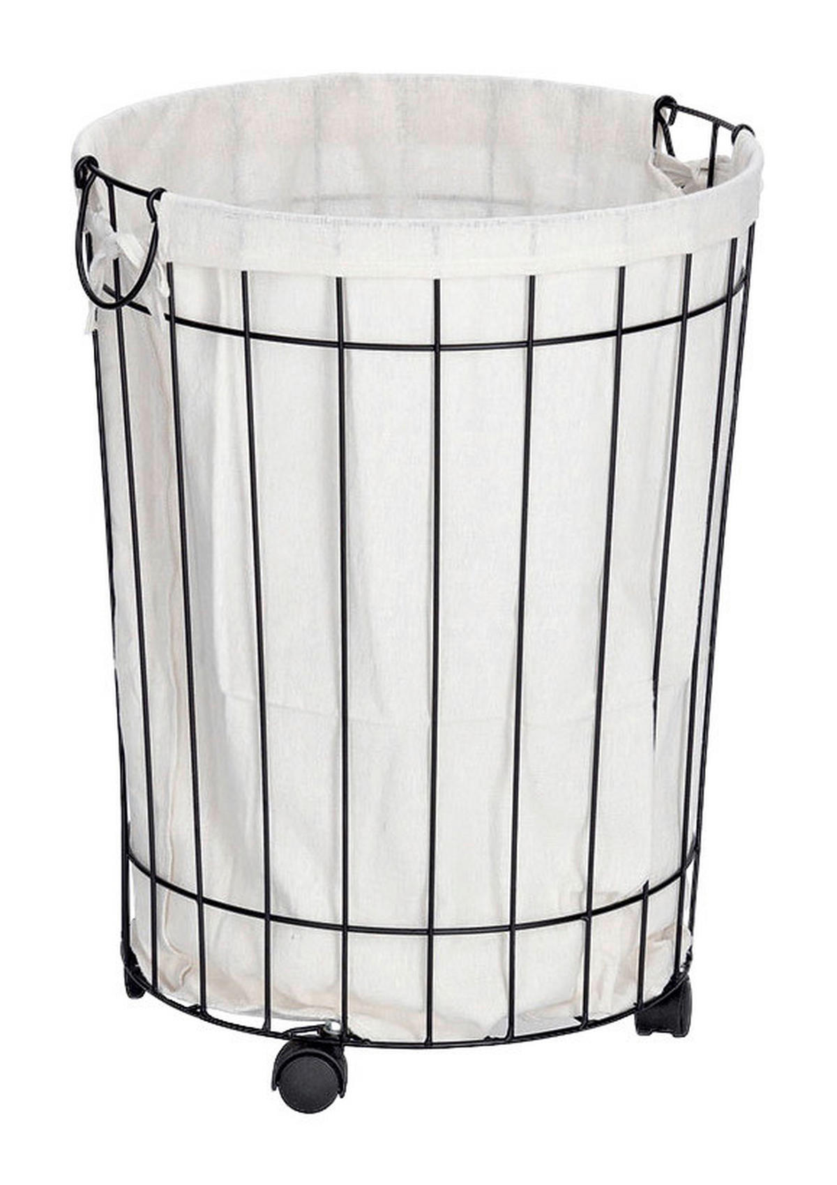 Zeller Wäschesammler weiß Metall B/H/L: ca. 44x60x44 cm Wäschesammler_auf_Rollen - weiß/schwarz (44,00/44,00/60,00cm) - Zeller