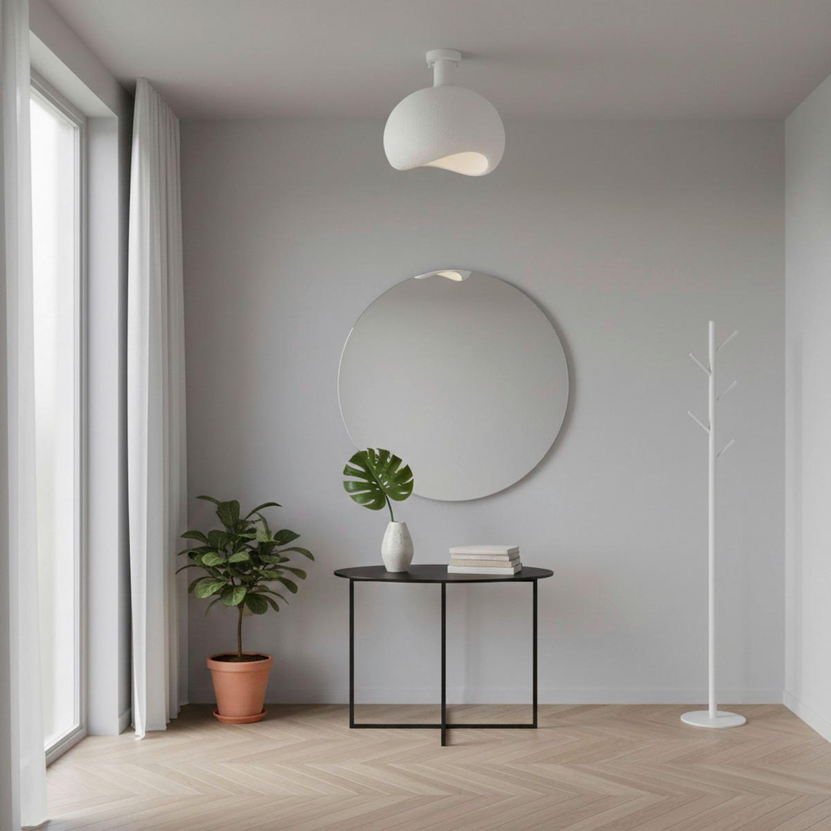 Opviq Deckenleuchte weiß Polyester-Mischgewebe Metall B/H/L: ca. 29x33x34 cm E27 1 Brennstellen Yontu - 15851 - weiß (34,00/29,00/33,00cm) - Opviq