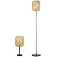 HOMCOM Stehleuchten-Set B31-442V90BK beige schwarz Rattan B/H/T: ca. 26x158x26 cm Stehleuchten-Set B31-442V90BK - beige/schwarz (26,00/158,00/26,00cm) - HOMCOM