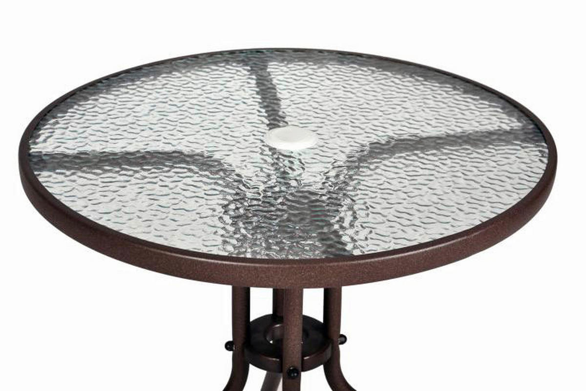 VCM Bistrotisch dunkelbraun Stahl H/D: ca. 72x60 cm Bistrotisch_mit_Glasplatte - dunkelbraun (60,00/72,00cm) - VCM