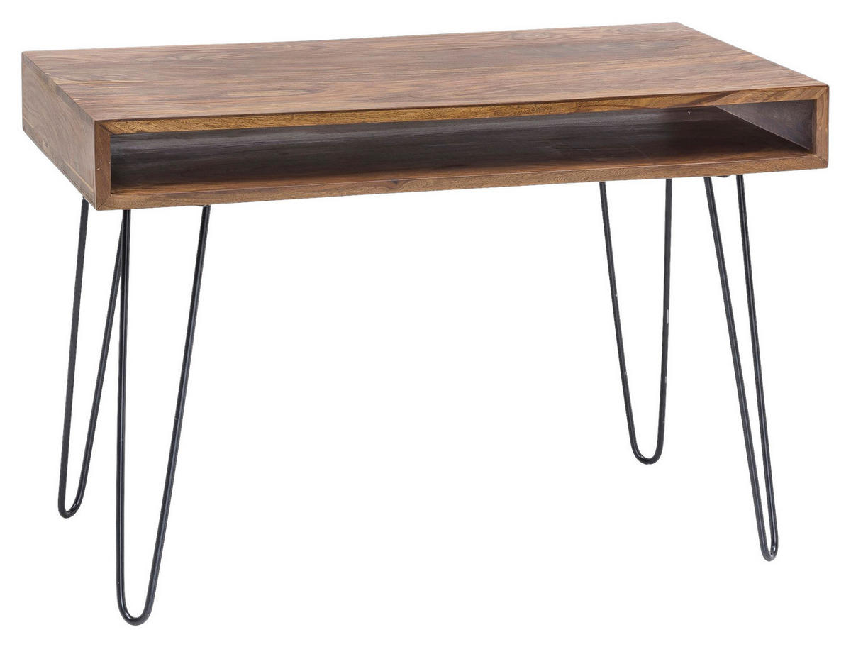 Schreibtisch natur schwarz matt B/H/T: ca. 110x76x60 cm Schreibtisch - natur/schwarz (110,00/76,00/60,00cm) - Wohnling