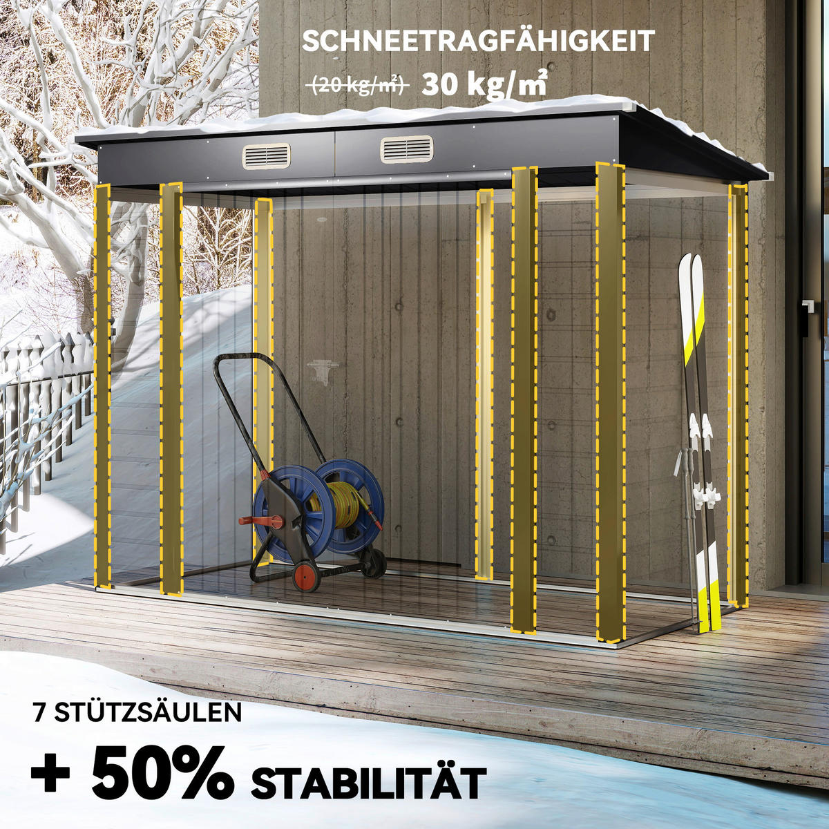 Outsunny Gerätehaus grau B/H/L: ca. 121x183x249 cm Gerätehaus - grau (249,00/121,00/183,00cm) - Outsunny