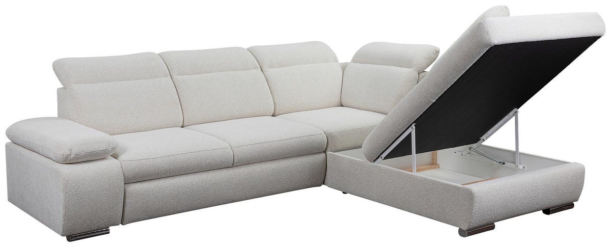 Ecksofa Alicante beige Microfaser B/H/T: ca. 282x100x232 cm Alicante - beige/Chrom (282,00/100,00/232,00cm)
