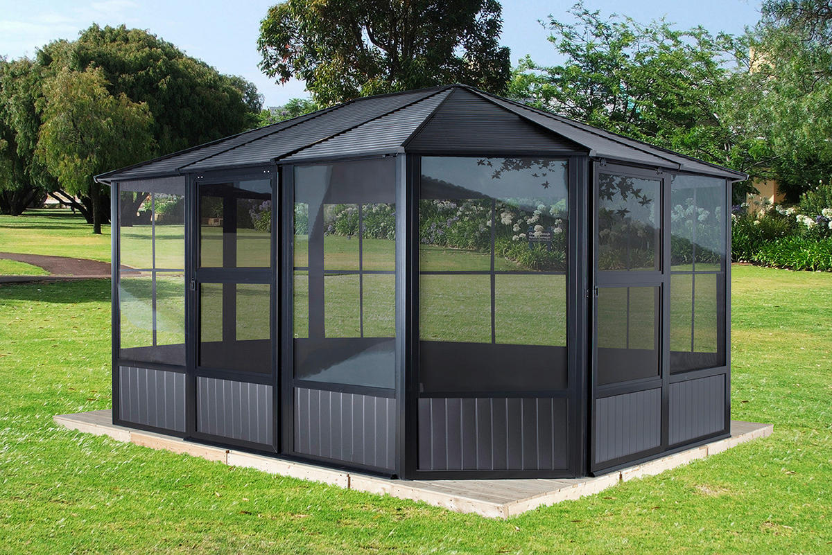 Sojag Kaltwintergarten Charleston anthrazit Aluminium B/H/T: ca. 384x281x384 cm Charleston - anthrazit (384,00/281,00/384,00cm) - Sojag